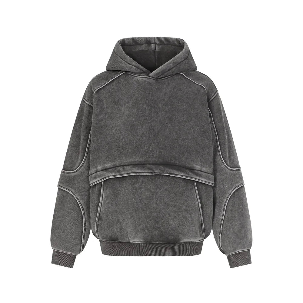 Spliced Washed Hoodie — vista frontale