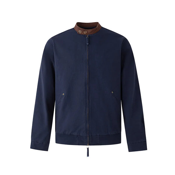 Stand Collar Slim Zip Up Jacket — vista frontale