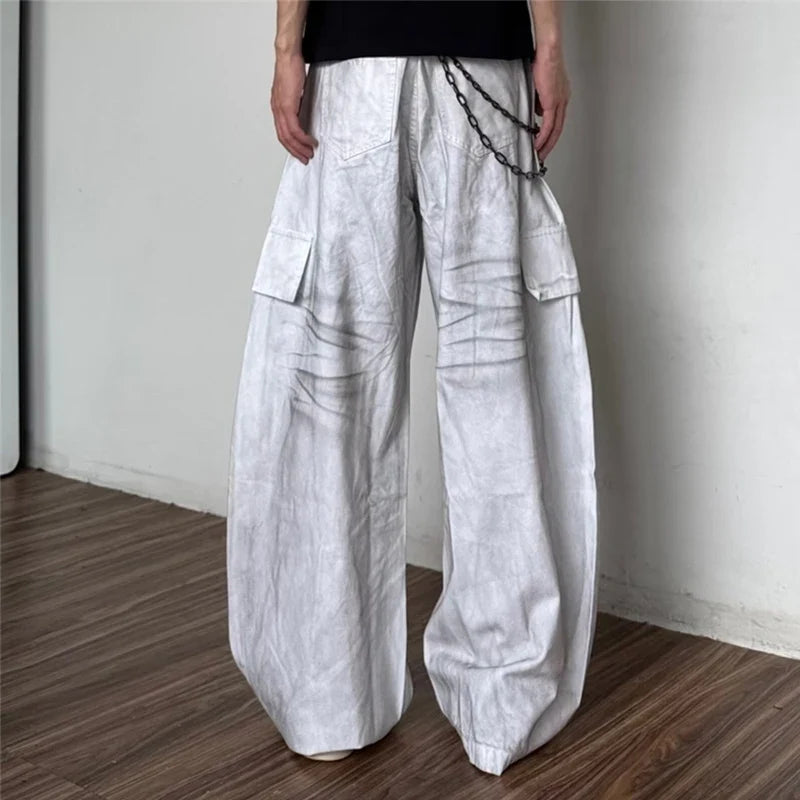 Star Graphic Print Distressed Cargo Denim Jeans — dettaglio