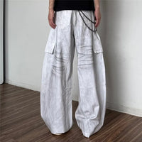 Star Graphic Print Distressed Cargo Denim Jeans — dettaglio