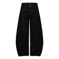 Star Letter Print Baggy Denim Curved Barrel Jeans — vista frontale