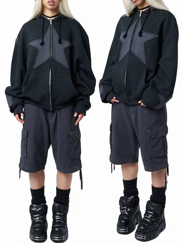 Star Print Baggy Hoodie — vista frontale