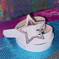 Star Sparkle Buckle Faux Leather Belt — dettaglio del tessuto