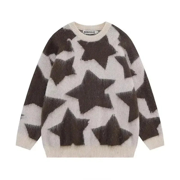 Y2K Star Struck Woven Plaid Knit Jumper