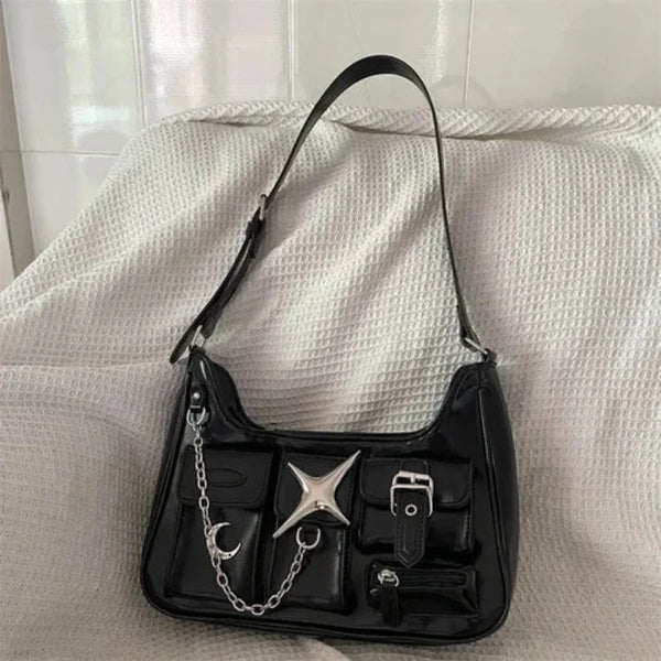 Star ry Night Faux Leather Handbag — vista frontale
