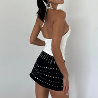 Stoned Heart White Backless Halter Top — in alternativa