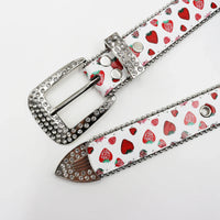 Strawberry Graphic Faux Water Diamond Rhinestone Belt — dettaglio della stampa
