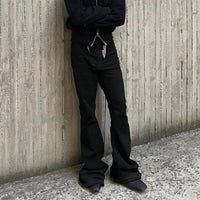 Stretch Baggy Black Flared Jeans — dettaglio