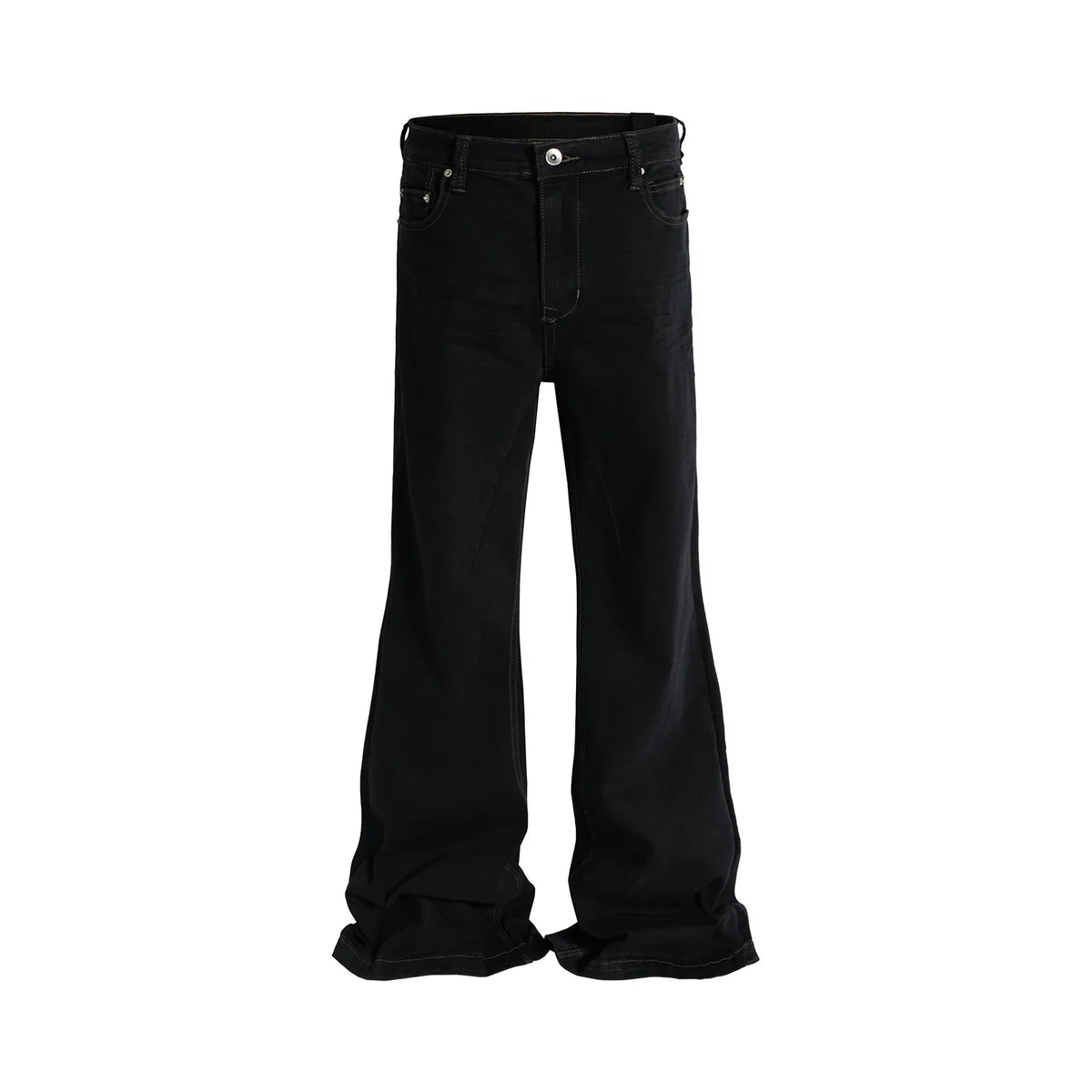 Stretch Baggy Black Flared Jeans — vista frontale