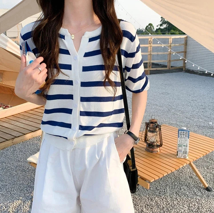 Striped Cardigan Mid Sleeve Cardigan — in alternativa