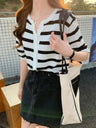 Y2K Striped Cardigan Mid Sleeve Cardigan