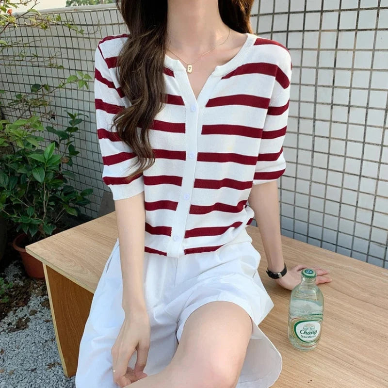 Striped Cardigan Mid Sleeve Cardigan — dettaglio della stampa