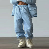 Striped Cotton Coat Trouser Suit Sets — vista completa