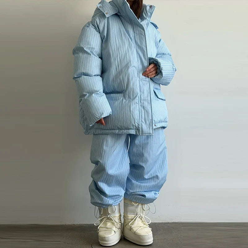 Striped Cotton Coat Trouser Suit Sets — vista frontale