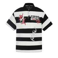 Striped Graphic Short Sleeve Polo Shirt — vista frontale