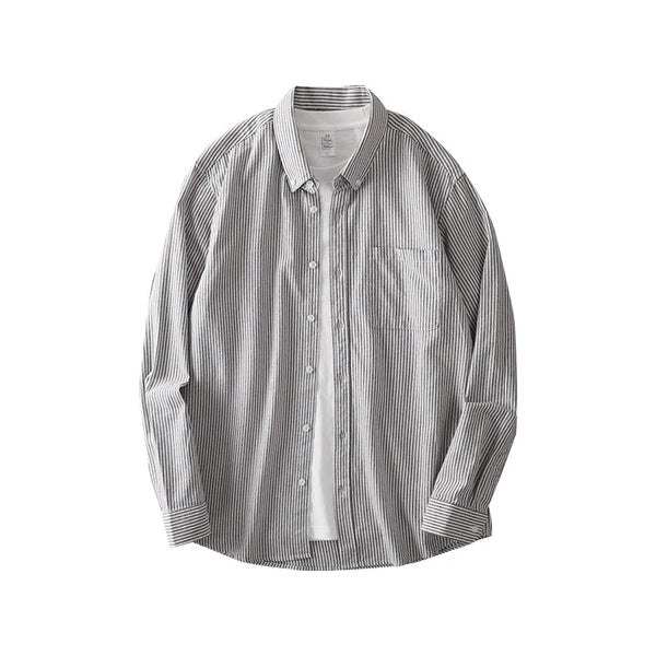 Striped Long Sleeve Button Down Shirt — vista frontale