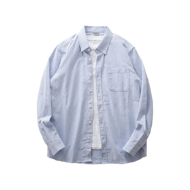 Striped Long Sleeve Button Down Shirt — vista posteriore