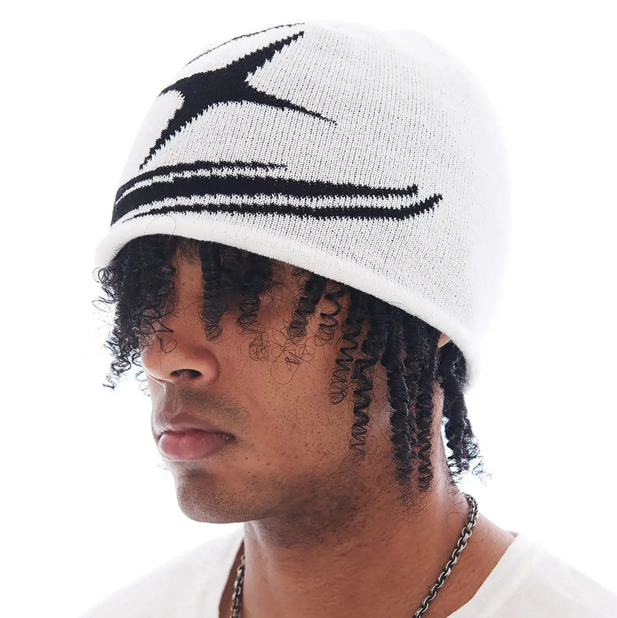 Summer Star Sky Graphic Beanie — dettaglio del tessuto