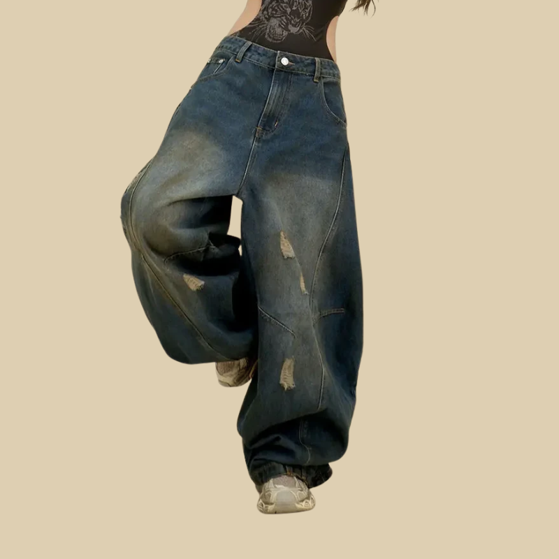 Super Baggy Distressed Womens Jeans — vista posteriore