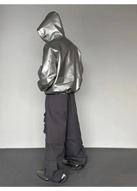 Super Wide Leg Khaki Zip Off Cargo Trousers — vista posteriore