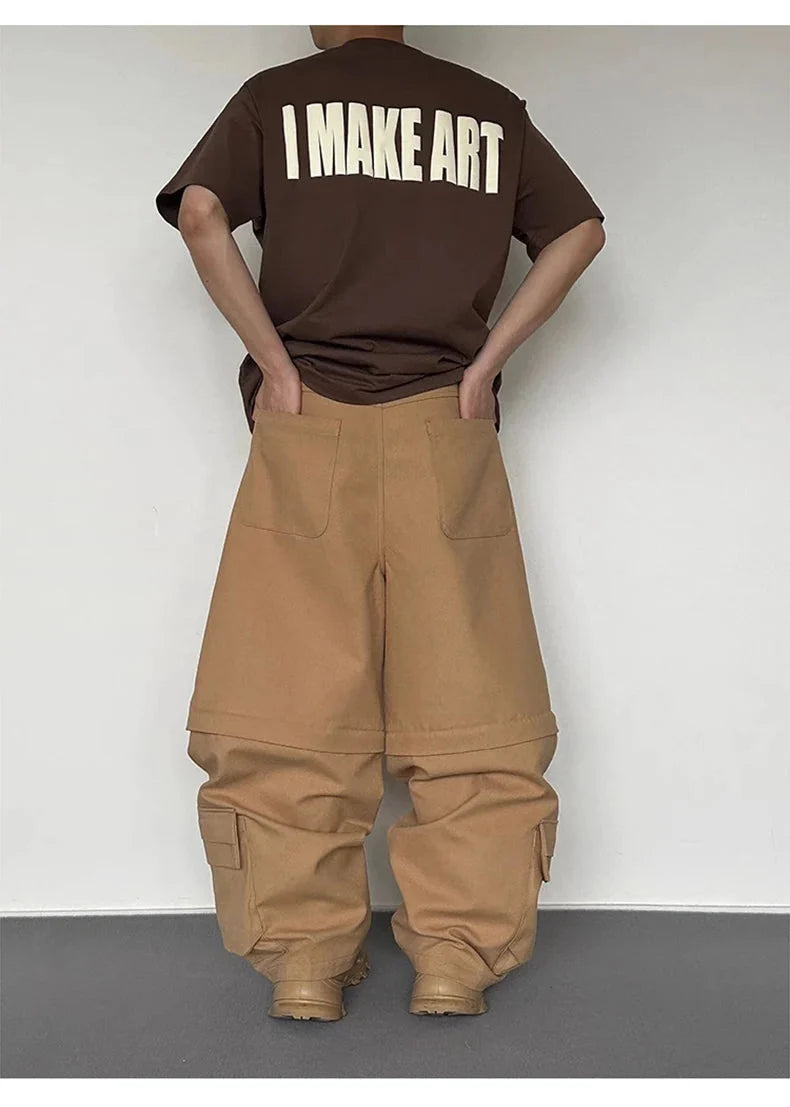 Super Wide Leg Khaki Zip Off Cargo Trousers — in alternativa
