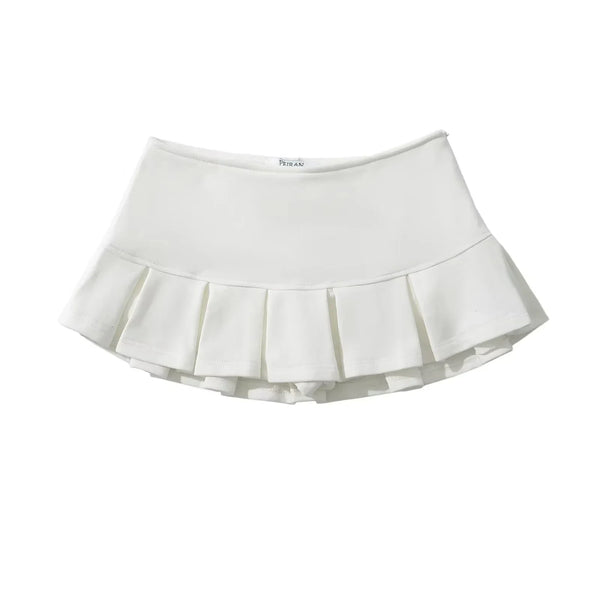 Terry Fabric Low Waist Pleated Micro Mini Skirt — vista frontale
