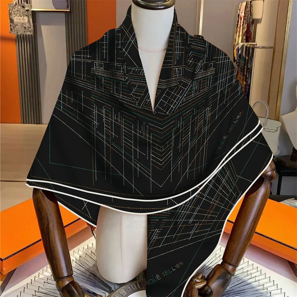 'The Blueprint' Silk Cashmere Square Scarf — dettaglio