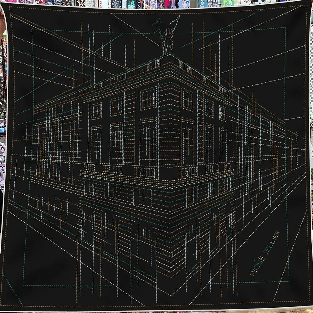 'The Blueprint' Silk Cashmere Square Scarf — vista posteriore