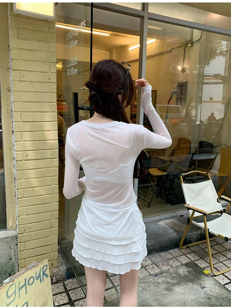 Thin Undershirt Long Sleeve Top — vista laterale