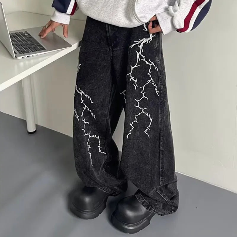 Thunder and Lightning Black Baggy Jeans — dettaglio