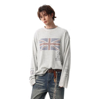 Union Jack Retro Waffle Texture Long Sleeve Top — dettaglio della stampa