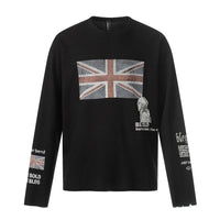 Union Jack Retro Waffle Texture Long Sleeve Top — vista posteriore
