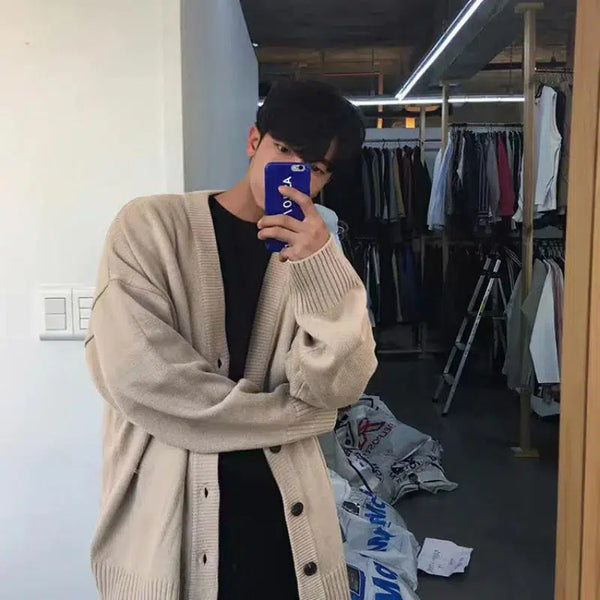 Y2K V-Neck Knit Baggy Cardigan