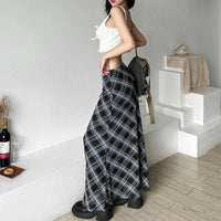 Vintage Aesthetic Plaid High Waist Maxi Skirt — dettaglio della stampa