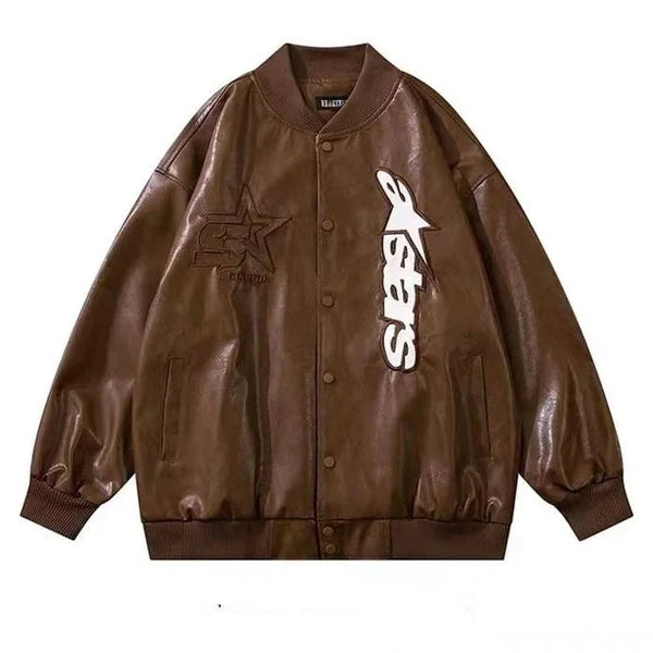Vintage Astar Moto Leather Jacket — vista frontale