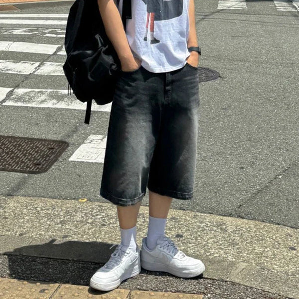 Y2K Vintage Black Wash Mens Denim Shorts Jorts