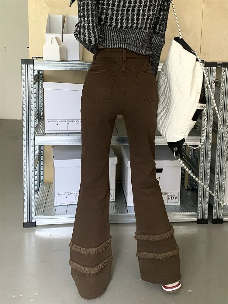 Vintage Brown Slim Stacked Flare Jeans — vista posteriore