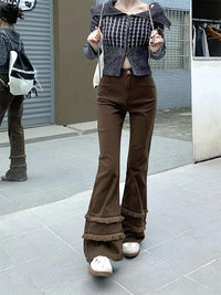 Vintage Brown Slim Stacked Flare Jeans — dettaglio