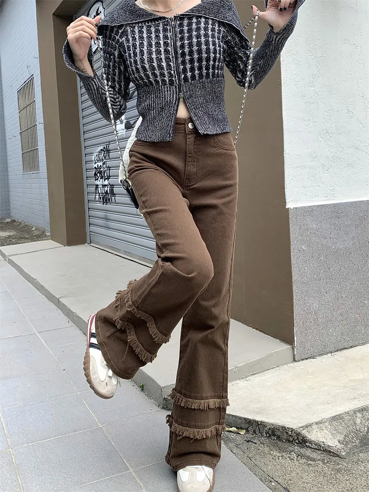 Vintage Brown Slim Stacked Flare Jeans — in alternativa