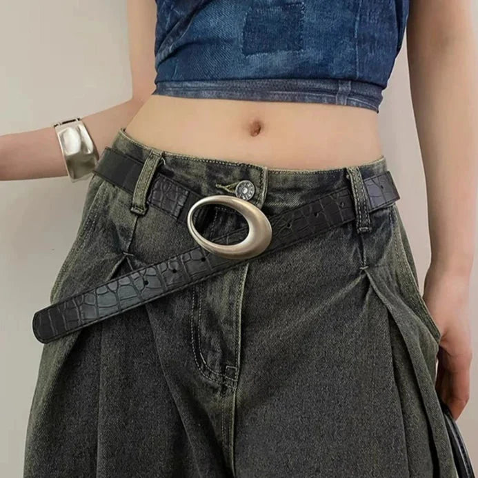 Vintage Crocodile Leather Belt — vista posteriore