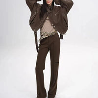 Vintage Crop Cargo Stand Collar Jacket — dettaglio della stampa