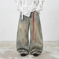 Vintage Dirty Washed Baggy Wide Leg Barrel Jeans — dettaglio