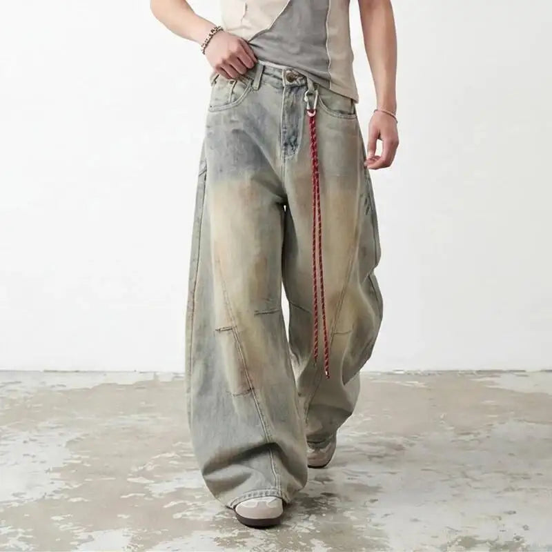 Vintage Dirty Washed Baggy Wide Leg Barrel Jeans — dettaglio della stampa