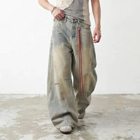 Vintage Dirty Washed Baggy Wide Leg Barrel Jeans — dettaglio della stampa