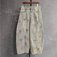 Vintage Dirty Washed Baggy Wide Leg Barrel Jeans — vista laterale