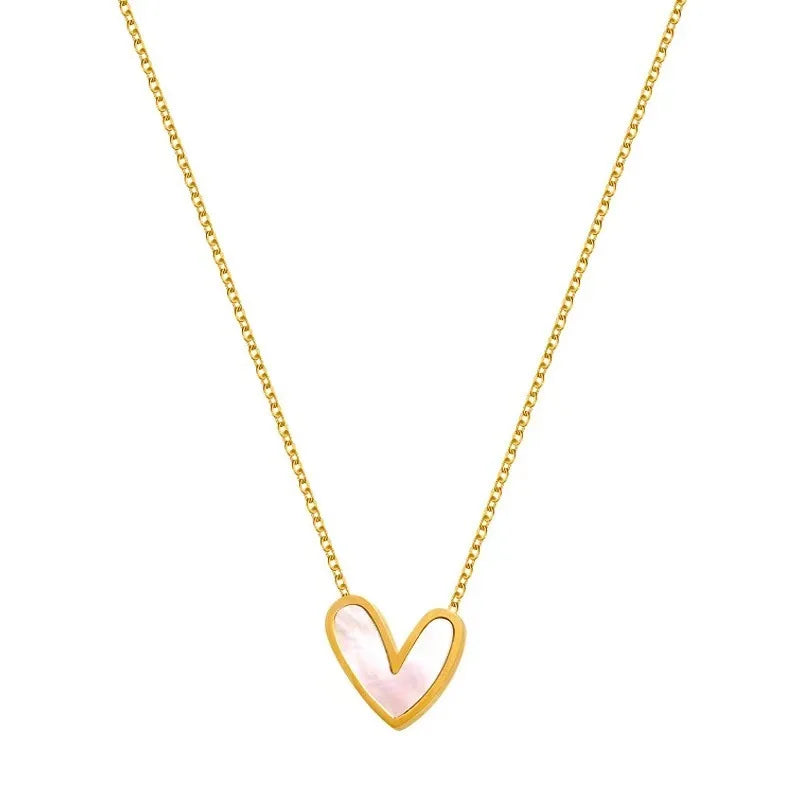 Vintage Elegant Abstract Love Heart Pendant Necklace — vista frontale
