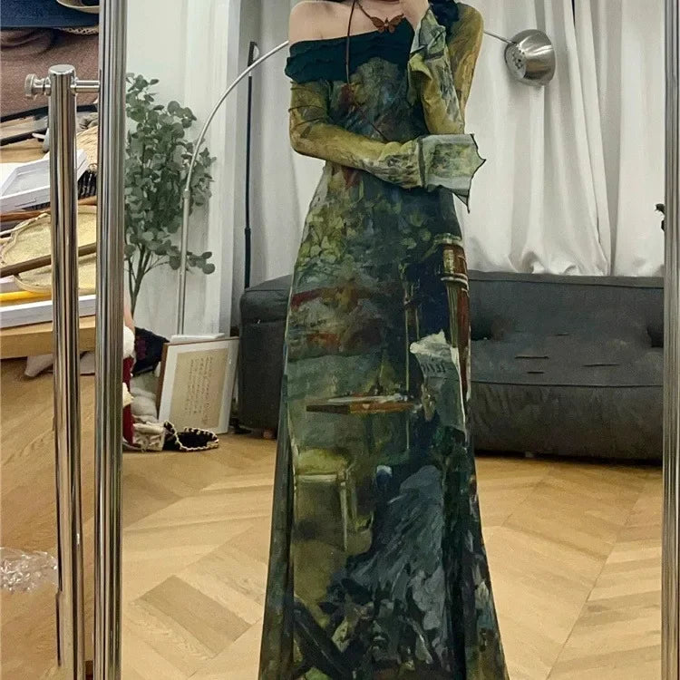 Vintage Green Maxi Dress — dettaglio