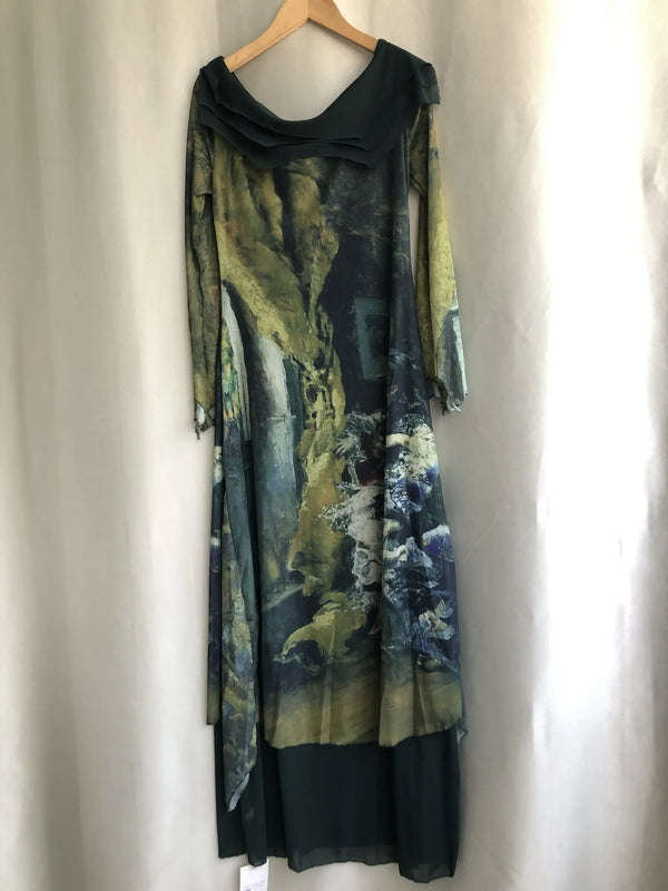 Vintage Green Maxi Dress — vista frontale