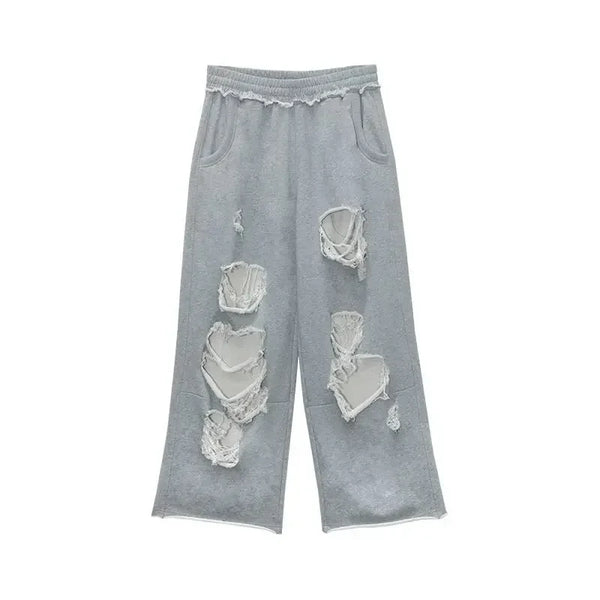 Vintage Grey Distressed Sweatpants Joggers Trousers — vista frontale