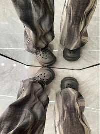 Vintage Grey Gradient Baggy Boot Cut Jeans — in alternativa